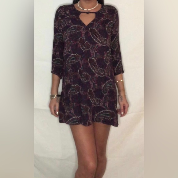 Purple Paisley Patterned Spring Summer Dress - Picture 3 of 6